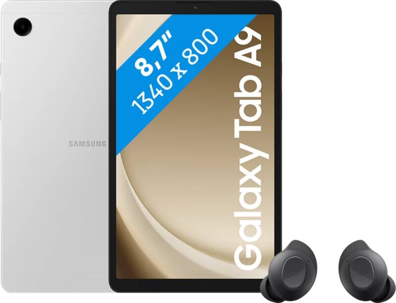 Samsung Galaxy Tab A9 8 7 inch 128GB Wifi Zilver + Buds FE Zwart