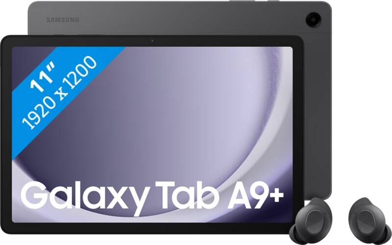 Samsung Galaxy Tab A9 Plus 11 inch 128GB Wifi en 5G Grijs + Buds FE Zwart