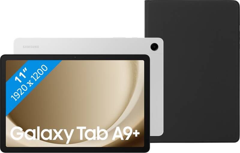 Samsung Galaxy Tab A9 Plus 11 inch 128GB Wifi Zilver + BlueBuilt Book Case Zwart