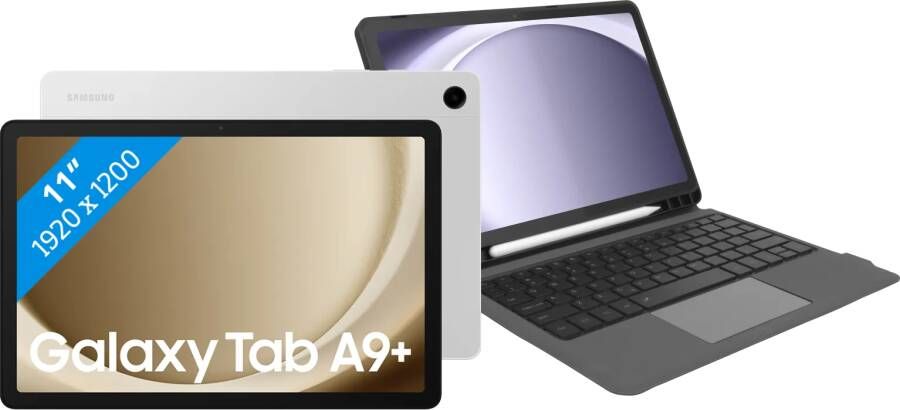 Samsung Galaxy Tab A9 Plus 11 inch 128GB Wifi Zilver + BlueBuilt Toetsenbord Hoes QWERTY
