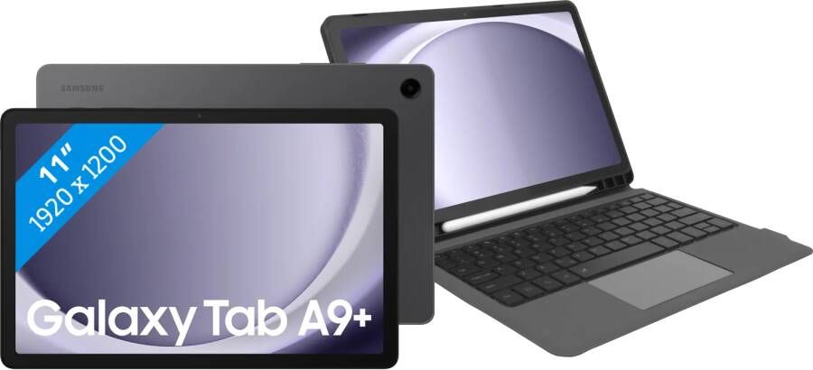 Samsung Galaxy Tab A9 Plus 11 inch 64GB Wifi Grijs + BlueBuilt Toetsenbord Hoes QWERTY