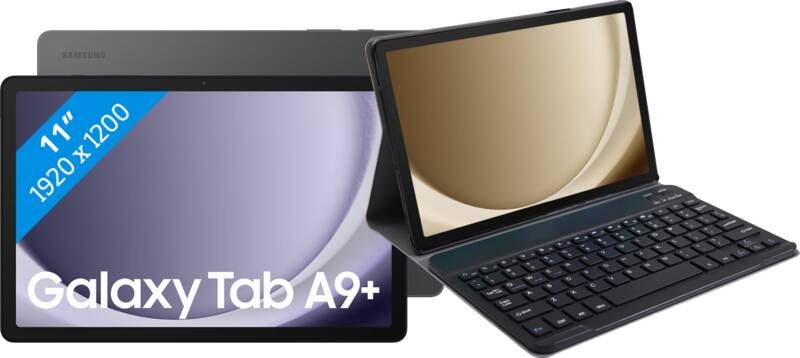 Samsung Galaxy Tab A9 Plus 11 inch 64GB Wifi Grijs + Just in Case Toetsenbord Hoes QWERTY