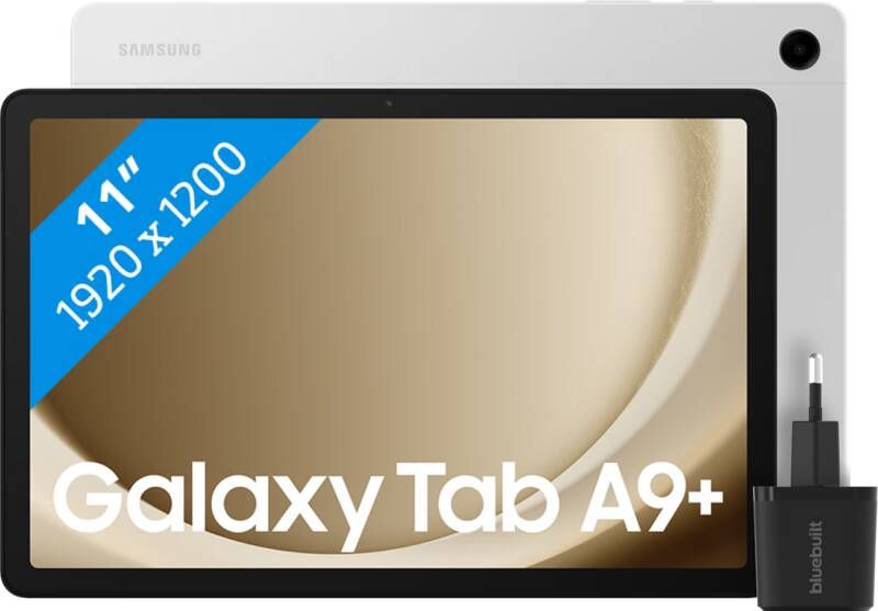Samsung Galaxy Tab A9 Plus 11 inch 64GB Wifi Zilver + BlueBuilt Oplader