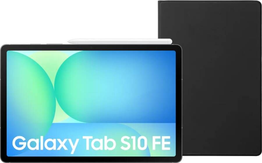 Samsung Galaxy Tab S10 FE 10 9 inch 256GB Wifi Grijs + BlueBuilt Book Case Zwart