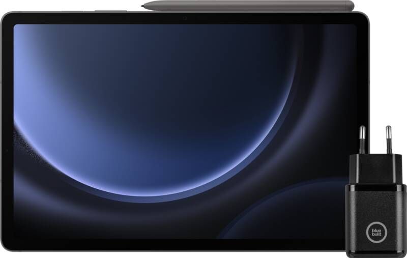 Samsung Galaxy Tab S9 FE 128GB Wifi en 5G Grijs + BlueBuilt Oplader