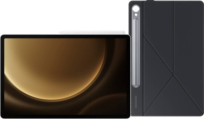 Samsung Galaxy Tab S9 FE Plus 256GB Wifi Zilver + Book Case Zwart
