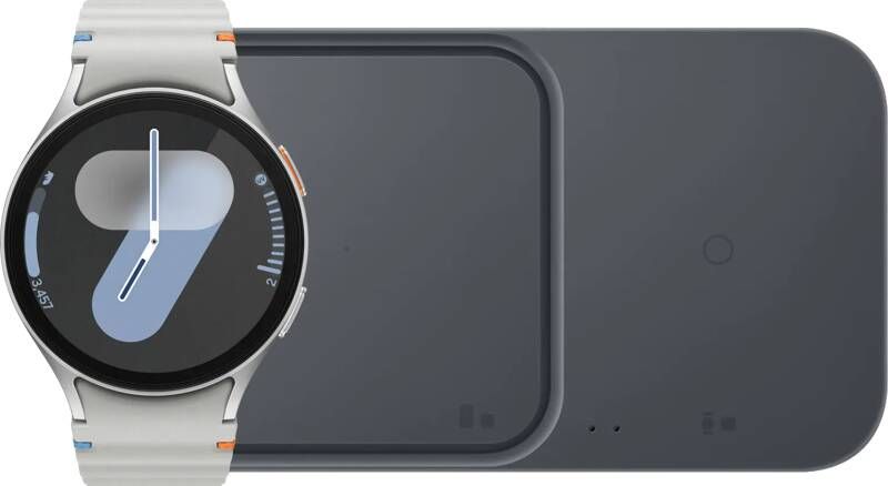 Samsung Galaxy Watch 7 4G Zilver 44mm + Duo Draadloze Oplader