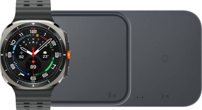 Samsung Galaxy Watch Ultra 4G Zilver Zwart 47mm + Duo Draadloze Oplader