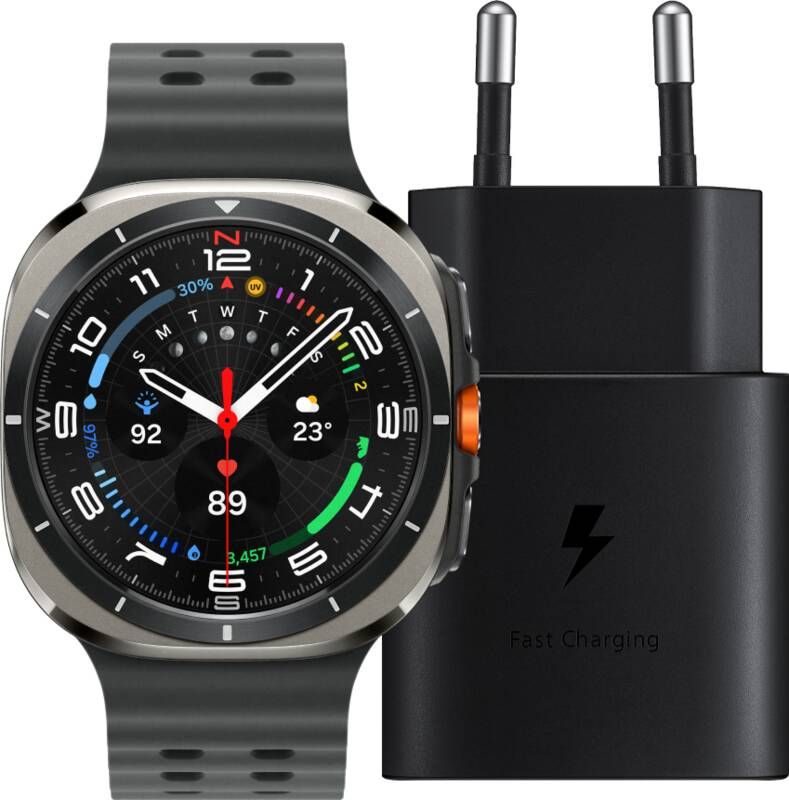 Samsung Galaxy Watch Ultra 4G Zilver Zwart 47mm + Oplader 25W