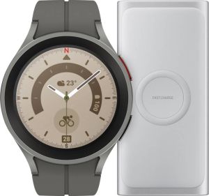 Samsung Galaxy Watch5 Pro Grijs 45mm + Battery Pack Draadloze Powerbank 10.000 mAh