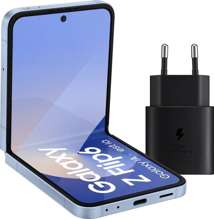 Samsung Galaxy Z Flip 6 256GB Blauw 5G + Oplader 25W Zwart