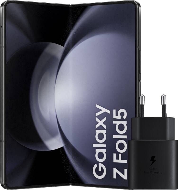 Samsung Galaxy Z Fold 5 256GB Zwart 5G + Oplader 25 Watt Zwart