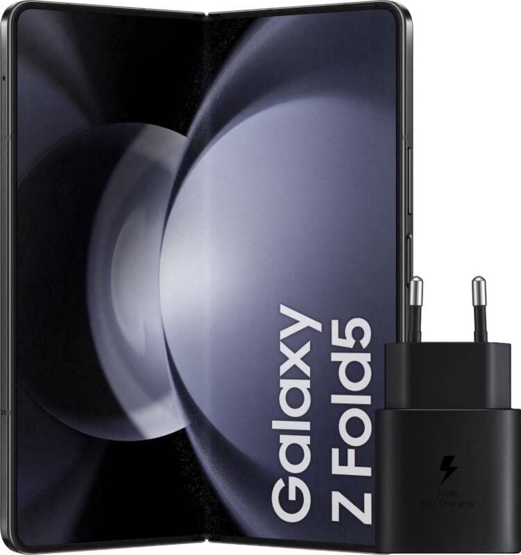 Samsung Galaxy Z Fold 5 512GB Zwart 5G + Oplader 25 Watt Zwart