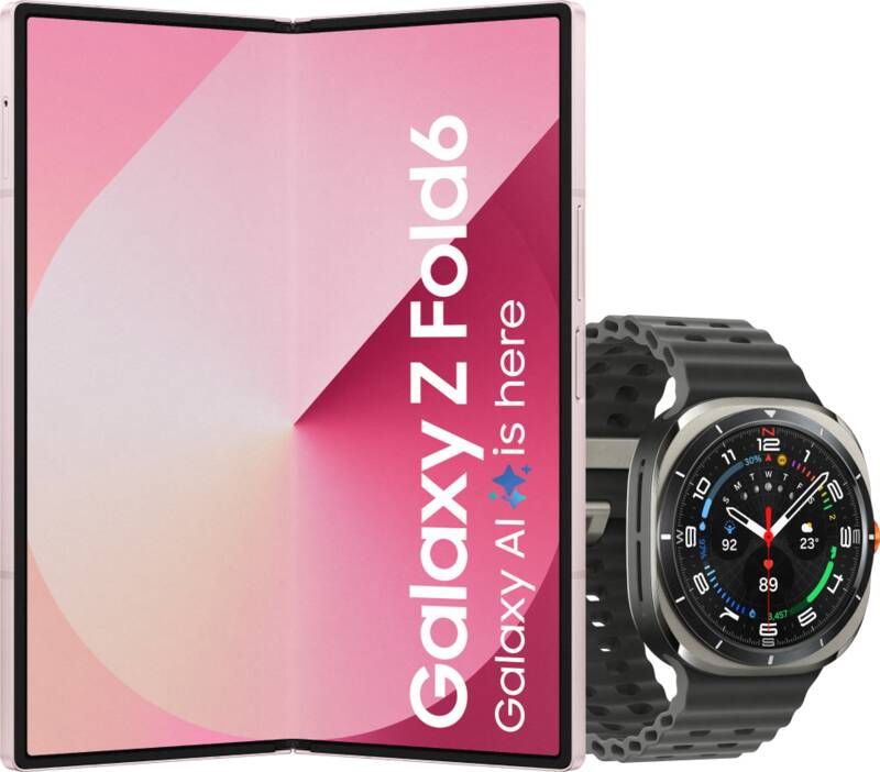 Samsung Galaxy Z Fold 6 256GB Roze 5G + Galaxy Watch Ultra Zilver Zwart 47mm