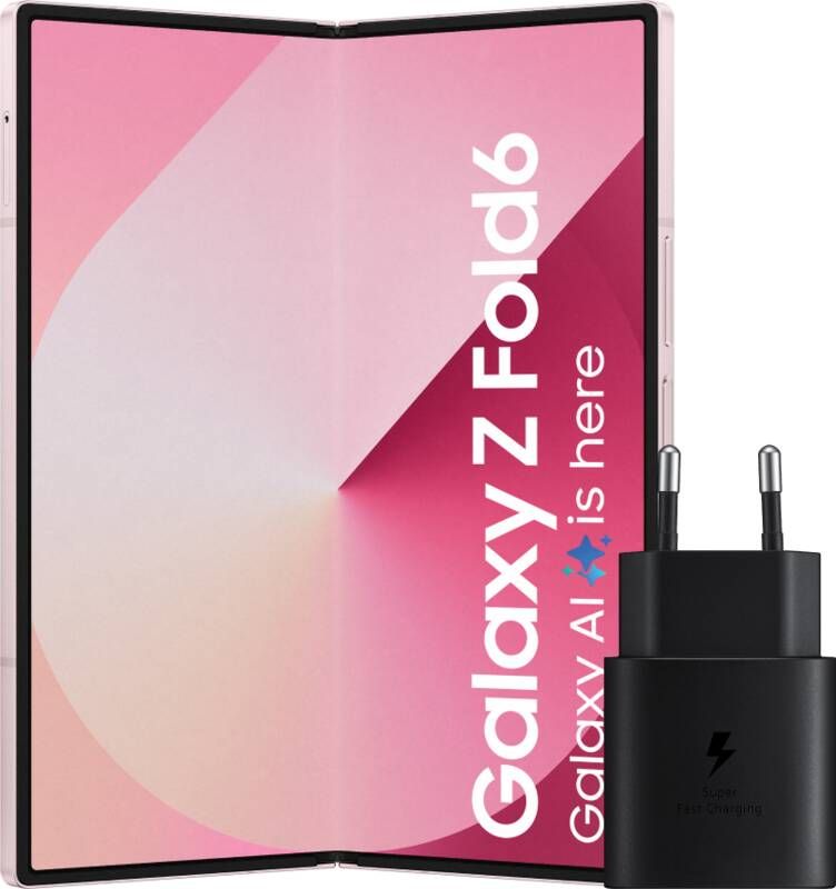 Samsung Galaxy Z Fold 6 256GB Roze 5G + Oplader 25W Zwart