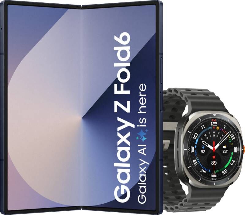 Samsung Galaxy Z Fold 6 512GB Blauw 5G + Galaxy Watch Ultra Zilver Zwart 47mm