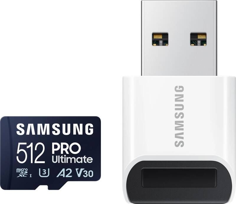 Samsung Pro Ultimate microSD card 512GB + USB-adapter Micro SD-kaart Blauw