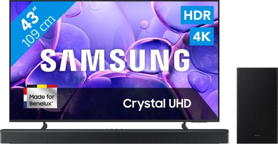 Samsung 43" Crystal UHD U8070F (2025) + HW-B750F Zwart