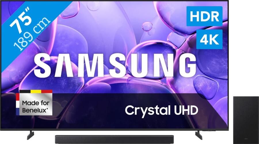 Samsung 75" Crystal UHD U8070F (2025) + HW-B450F Zwart