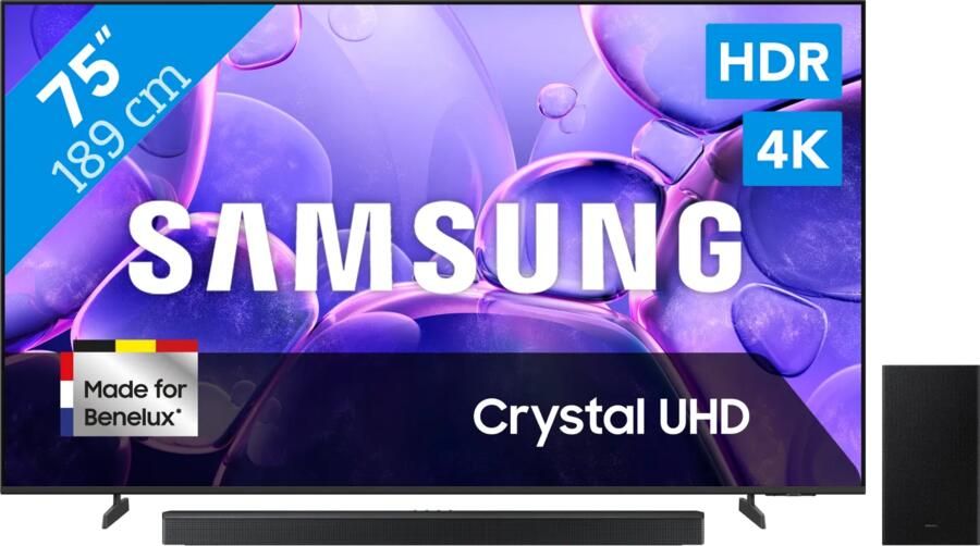 Samsung 75" Crystal UHD U8070F (2025) + HW-B750F Zwart