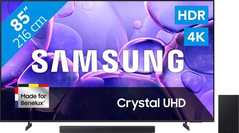Samsung 85" Crystal UHD U8070F (2025) + HW-B450F Zwart