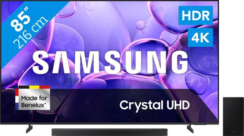Samsung 85" Crystal UHD U8070F (2025) + HW-B750F Zwart