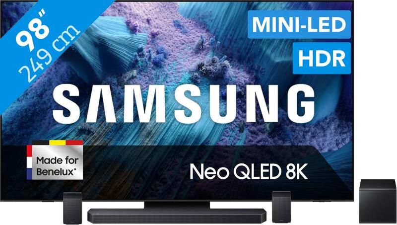 Samsung 98" Neo QLED QN990F 8K (2025) + HW-Q930F Zwart