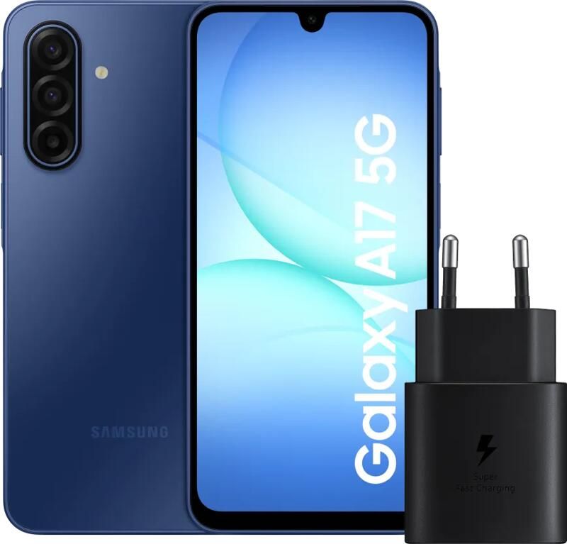 Samsung Galaxy A17 128GB Blauw 5G + Oplader 25 Watt Zwart