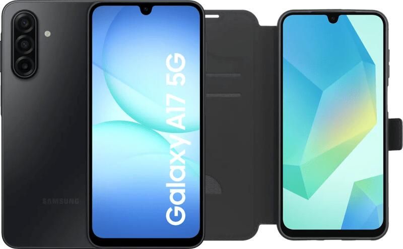 Samsung Galaxy A17 128GB Zwart 5G + BlueBuilt Book Case Zwart