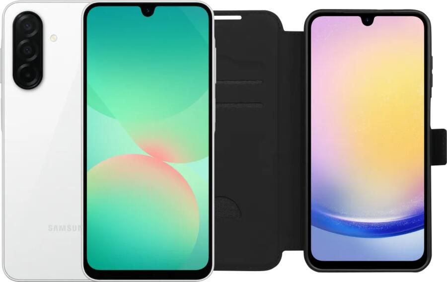 Samsung Galaxy A26 128GB Wit 5G + BlueBuilt Book Case Zwart