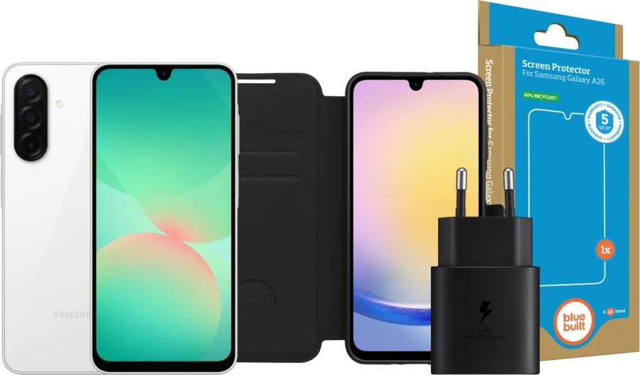 Samsung Galaxy A26 128GB Wit 5G + Compleet Accessoirepakket