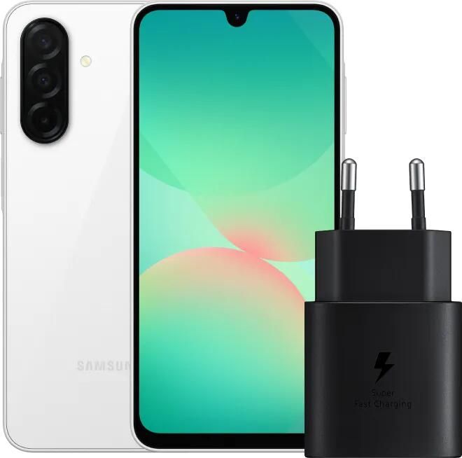 Samsung Galaxy A26 128GB Wit 5G + Oplader 25 Watt Zwart