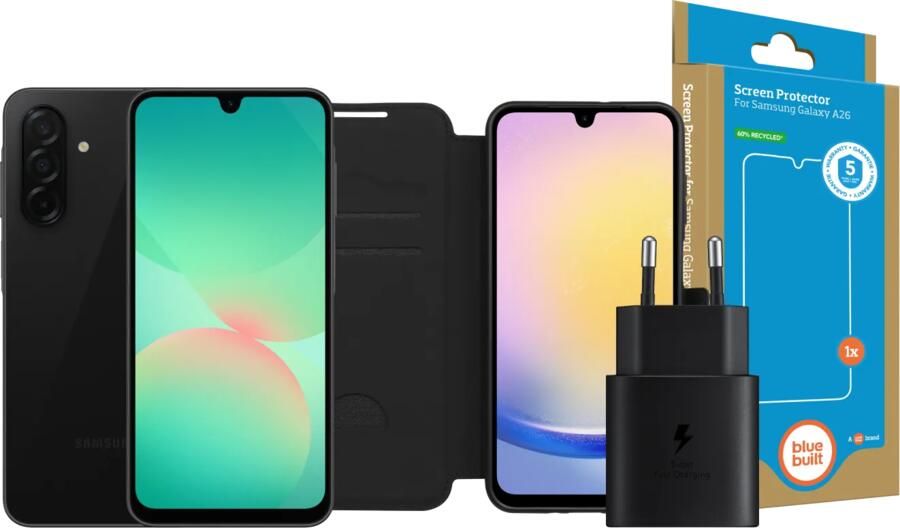 Samsung Galaxy A26 128GB Zwart 5G + Compleet Accessoirepakket