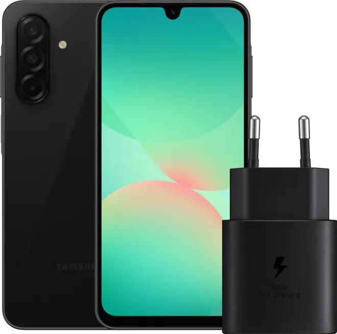 Samsung Galaxy A26 128GB Zwart 5G + Oplader 25 Watt Zwart