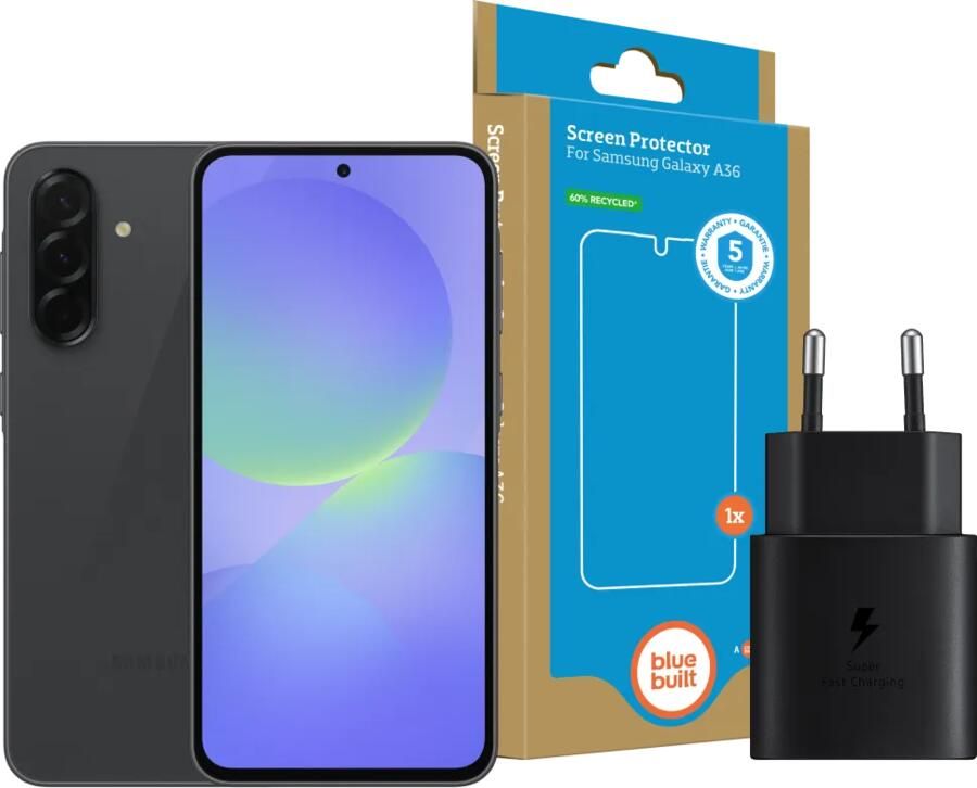 Samsung Galaxy A36 256GB Zwart 5G + Basis Accessoirepakket