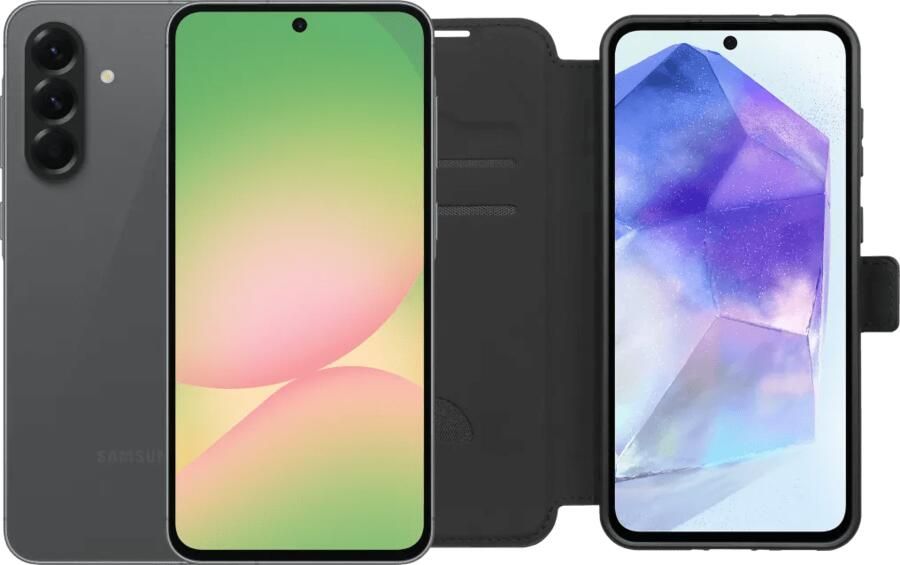 Samsung Galaxy A56 128GB Zwart 5G + BlueBuilt Book Case Zwart