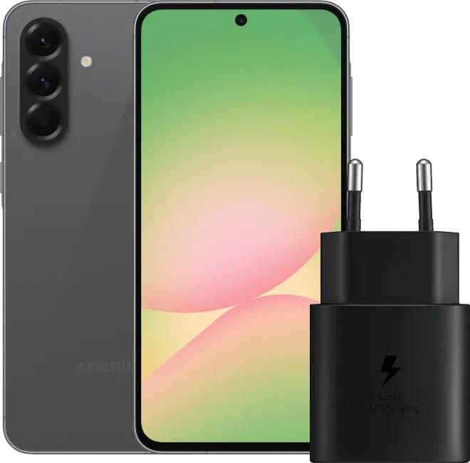 Samsung Galaxy A56 128GB Zwart 5G + Oplader 25 Watt Zwart