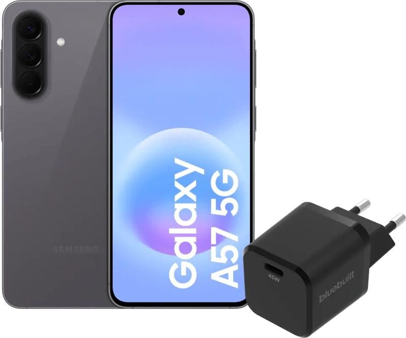 Samsung Galaxy A57 128GB Grijs 5G EE + BlueBuilt Oplader met Usb C Poort 45W Zwart