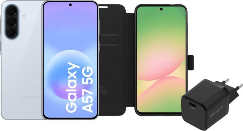 Samsung Galaxy A57 128GB Lichtblauw 5G + Basis Accessoirepakket