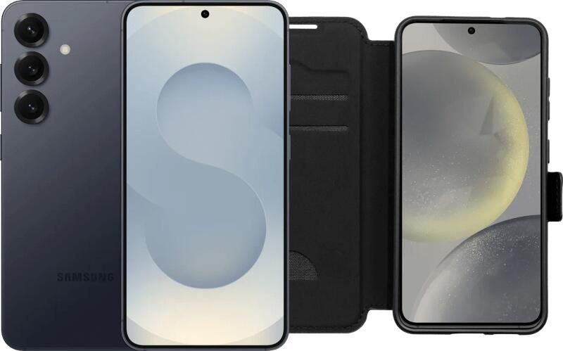 Samsung Galaxy S25 128GB Zilver 5G + BlueBuilt Book Case Zwart