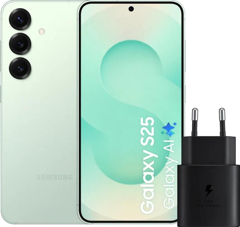 Samsung Galaxy S25 256GB Mint 5G + Oplader 25 Watt Zwart