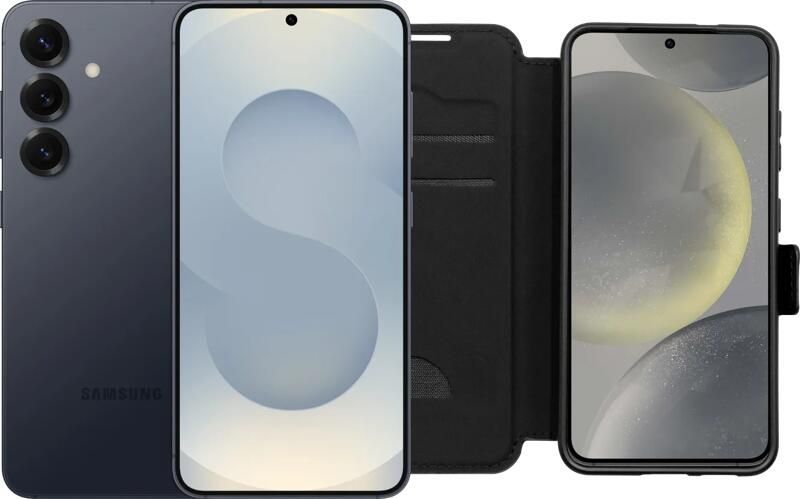 Samsung Galaxy S25 512GB Zilver 5G + BlueBuilt Book Case Zwart