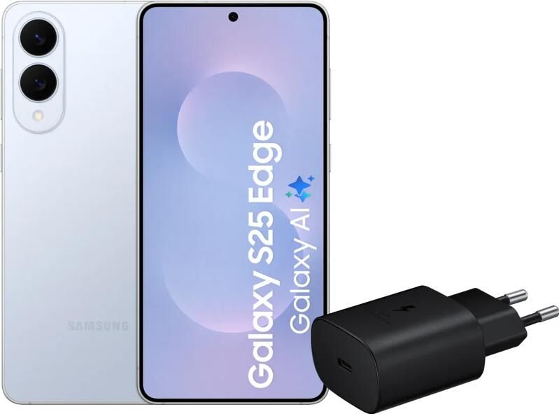 Samsung Galaxy S25 Edge 512GB Blauw 5G + Oplader 25 Watt Zwart