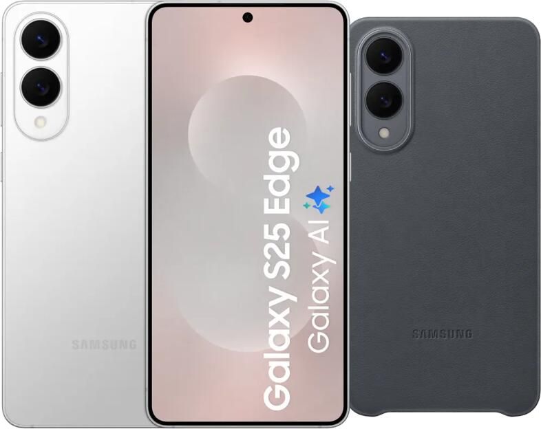 Samsung Galaxy S25 Edge 256GB Zilver 5G + Kindsuit Back Cover Zwart