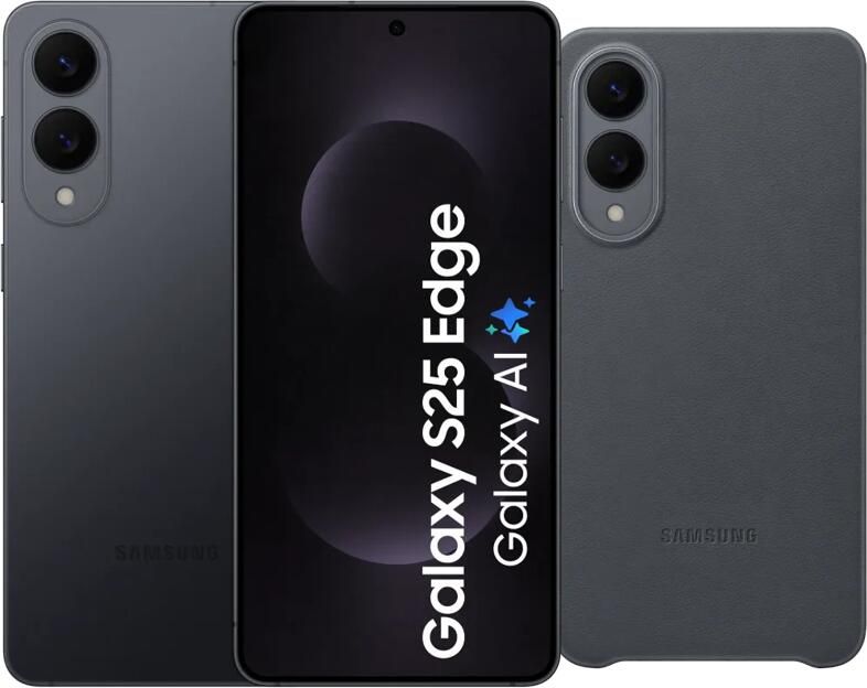 Samsung Galaxy S25 Edge 512GB Zwart 5G + Kindsuit Back Cover Zwart
