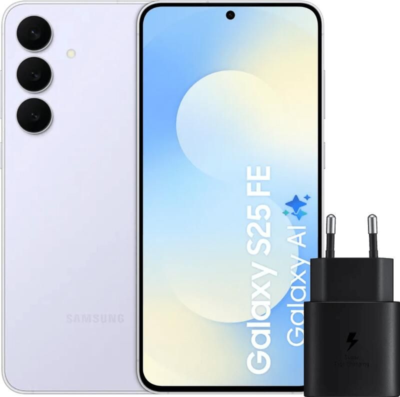 Samsung Galaxy S25 FE 256GB Lichtblauw 5G + Oplader 25 Watt Zwart