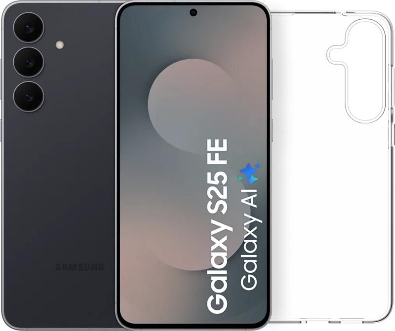 Samsung Galaxy S25 FE 256GB Zwart 5G + BlueBuilt Back Cover Transparant
