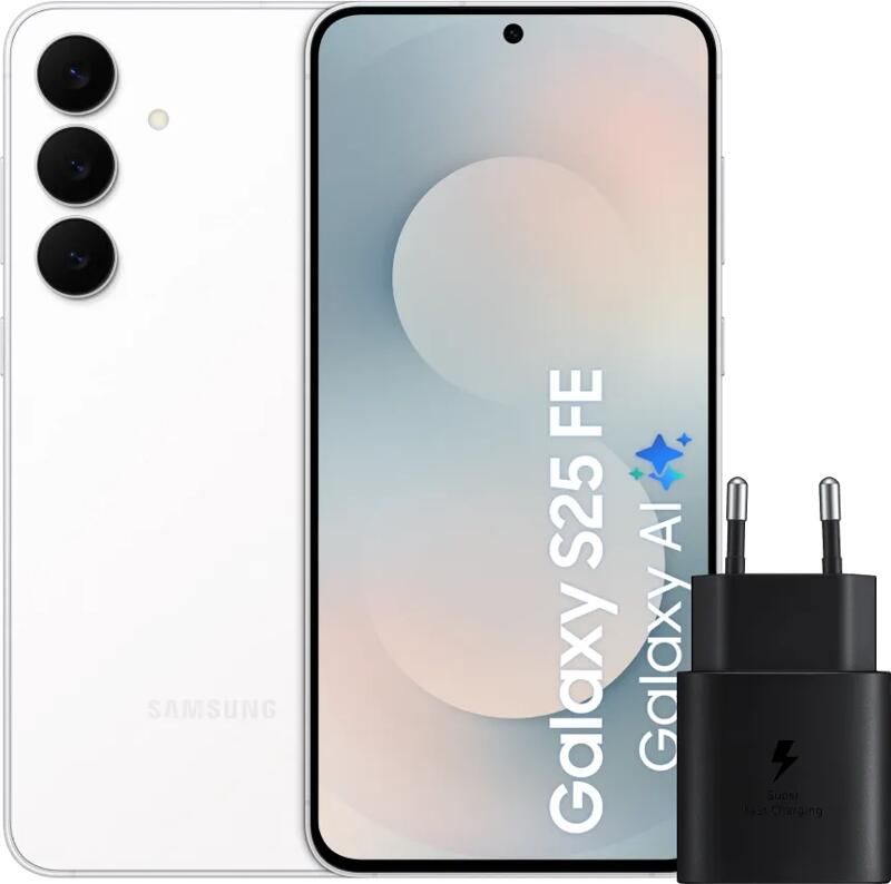 Samsung Galaxy S25 FE 128GB Wit 5G + Oplader 25 Watt Zwart