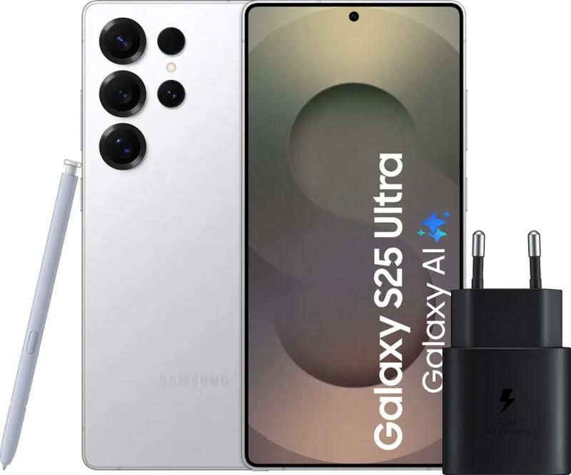 Samsung Galaxy S25 Ultra 512GB Wit 5G + Oplader 25 Watt Zwart