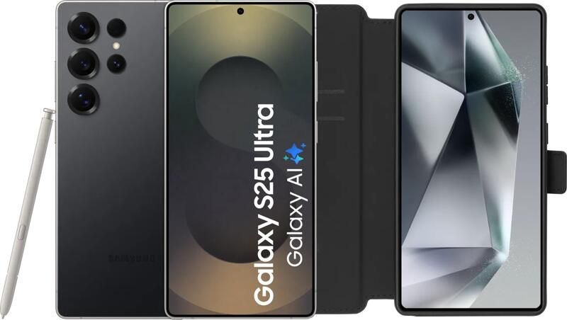 Samsung Galaxy S25 Ultra 1TB Zwart 5G + BlueBuilt Book Case Zwart